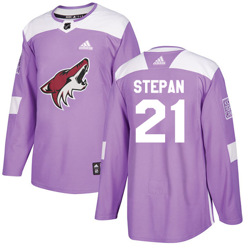 Adidas Coyotes #21 Derek Stepan Purple Authentic Fights Cancer Stitched NHL Jersey